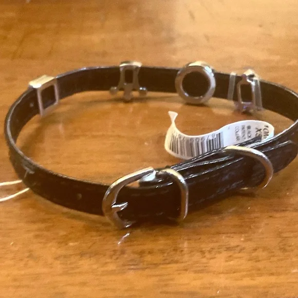 Pet Collar Custom X small Black Patent 12” with sliding adornments - Picture 4 of 7